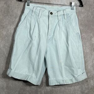 Vintage Bill Blass Bermuda Shorts Women 6 Blue Light Jorts‎ Denim Cuffed Pleated